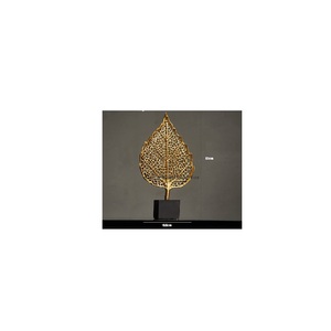 Fancy <b>Leaf</b> Shape Gold Color Mesh Design Sculpture With Marble Base Tabletop Designer Fancy Look Decoration Accessories Supplies - Product Image 1