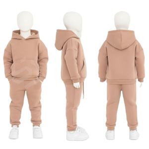 Ensembles de survêtements à capuche coupe-vent noirs pour garçons, grande taille, collection automne, personnalisables, 100 % coton, vêtements de loisirs - Product Image 5