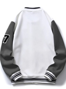 Veste de baseball polyvalente Letterman pour hommes, manches en cuir et laine pour hommes - Product Image 4