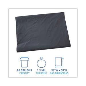 Boardwalk H7658PGK Lot de 100 sacs poubelle industriels par carton, 60 gallons, 1,3 mil, 38 pouces X 58 In. Faible densité linéaire pour les poubelles - Product Image 4