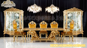 Meubles de salle à manger en bois Royal, ensemble avec des feuilles épaisses, sculpté, nouveau Style, meubles de salle à manger - Product Image 4