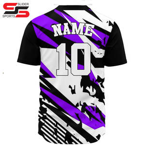 Nouveau design, logo personnalisé, sublimation, broderie en twill, 100% polyester, imprimé, séchage rapide, maillot de baseball pour homme - Product Image 6
