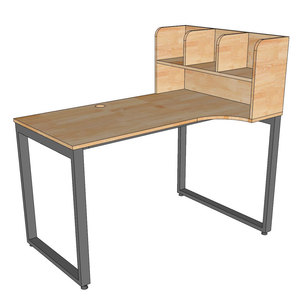 Modern Rubber Wood Computer <b>Table</b> with Iron Legs & Integrated Bookshelf Easy Assembly BD68097 - Product Image 5