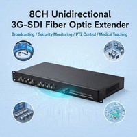 8CH Unidirectional 3G-SDI Fiber Optic Extender 1080P 60Hz 1U Rackmount SC Port Konverter Video Tanpa Kehilangan Data untuk Siaran
