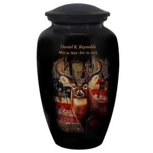 Buck USA Flag Adult Cremation Urn Handcrafted <b>Metal</b> Patriotic Memorial Custom Engraving Option Tribute <b>Wreath</b> Option - Product Image 6