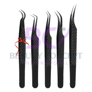 Custom Logo Plasma Black Curved Volume Eyelash Tweezer Set 45 90 Degree Volume Fiber Tip Lash Tweezers for Eyelash Extension - Product Image 6