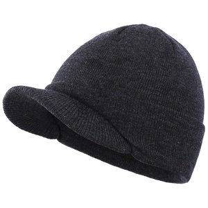หมวกบีนนี่สีเทาสำหรับผู้ชายหมวกบีนนี่ถักสองชั้นอบอุ่นระบายอากาศได้ดี - Product Image 1