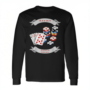 Maglietta a Maniche Lunghe Lucky Poker, Girocollo Unisex per Adulti, Abbigliamento Promozionale Prodotto in Cina A26487 - Product Image 3