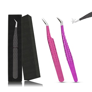 Logotipo personalizado y pinzas de pestañas de embalaje de acero inoxidable utilizable con tensión ligera para capas gruesas y delgadas - Product Image 1