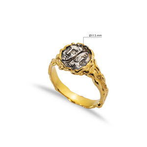 22K Gold Dual <b>Face</b> Vintage Design Ring Wholesale Made in Turkey Handmade 925 Silver Sterling Jewelry - Product Image 2