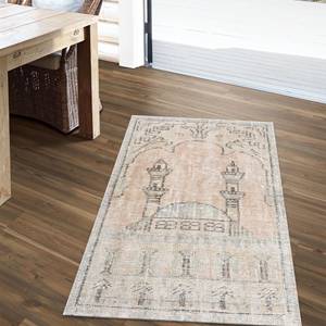 พรมลายวินเทจ, พรมสีเบจ, พรมสีน้ำตาล, พรมมุสลิม, พรมของขวัญรอมฎอน, พรมเนื้อนุ่มแบบไม่ทอ - Product Image 1