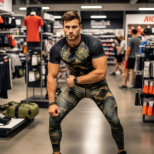 Impresión gráfica Camuflaje Yoga Legging Entrenamiento Fitness Wear Camo Print Legging Hombres Camuflaje Sublimación Pantalones de compresión - Product Image 6