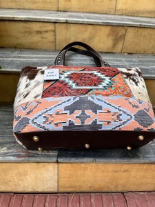 Bolso de hombro de cuero con estilo para mujer, bolso de mano tallado de piel de vaca desgastado, dos asas colgantes, uso diario - Product Image 2