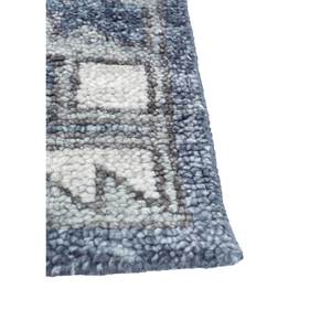 Tapis en laine noué à la main Savana Blue PKWL-986 pour usage domestique - Motif rectangulaire en patchwork pour salon, couloir, entrée - Product Image 4