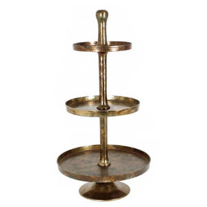 Présentoir à gâteaux en métal aluminium rond martelé Présentoir à cupcakes de luxe décoratif à 2 niveaux avec anneau - Product Image 2