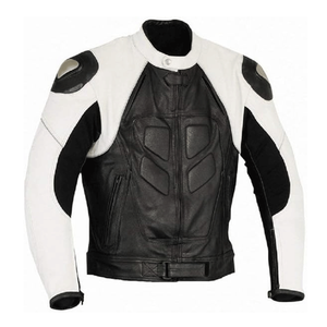 Top Notch Black White Genuine Leather Racing Motorcycle Jacket CE Armor Protection Winter Customizable Breathable Windproof for - Product Image 1