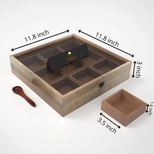 Precio de fábrica directo Estilo único Juego de caja de hierbas y especias de madera maciza con cuchara para hoteles y restaurantes Accesorios de cocina - Product Image 6