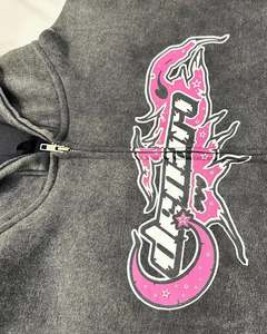 Pull à capuche graphique surdimensionné pour homme Style fermeture éclair Impression numérique bouffante Style Streetwear Couleurs noires - Product Image 4