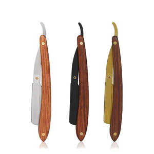 Vente en gros Lame de rasoir droite avec manche en bois Rasage Rasoir de barbier pour salon fabriqué - Product Image 2