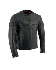 Chaqueta de cuero genuino de piel de vaca de alta calidad para hombres, venta al por mayor, transpirable, de talla grande, capucha de motocicleta de invierno, característica impermeable - Product Image 1