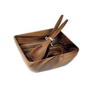 Grand ensemble de saladiers en bois avec cuillère et fourchette artisanales, vaisselle en bois rustique pour la salle à manger à la maison, articles de cuisine - Product Image 1