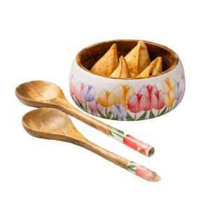 Best Quality Elegance Wood Salad <b>Serving</b> Bowl <b>Set</b> Wooden Tableware For Soup Fruit Salad <b>Dishes</b> Plates Party Handmade - Product Image 6