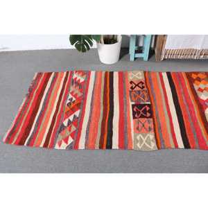 2.9x10.2 ft Turkish Rug, Vintage <b>Runner</b> Rug, <b>Red</b> Orange Animal Print Wool Rug - Product Image 5