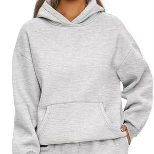 ชุดวอร์มแบบสวมหัวสองชิ้นเปิดไหล่ของผู้หญิงชุดวอร์มแบบกำหนดเองสำหรับฤดูหนาว - Product Image 1