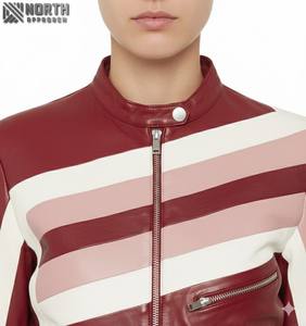 La mejor llegada chaquetas transpirables de punto personalizables de manga larga de invierno de cuero genuino a la moda para mujer - Product Image 4