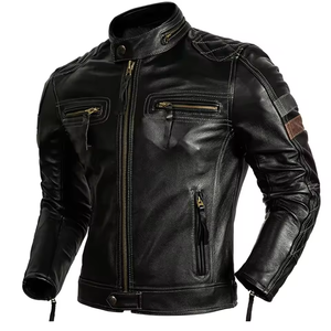 Chaqueta de Cuero Larga Personalizada para Hombre o Chaqueta de Cuero Natural Estilo Motociclista para Primavera/Otoño, Color Personalizado, 100% Cuero - Product Image 6