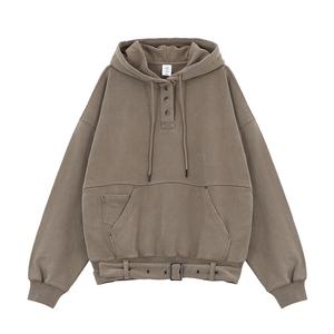 Sweat à capuche surdimensionné pour hommes avec poche kangourou, ceinture de serrage à la taille - Product Image 3