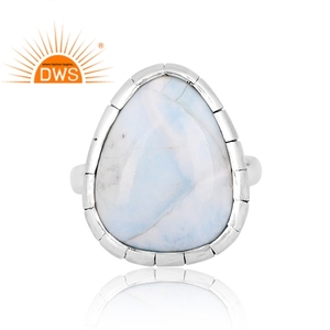 Mejor Venta de plata esterlina oxidada Natural Larimar piedra preciosa anillo apilable fabricante de joyería personalizada - Product Image 2