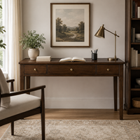 Bureau d'écriture en bois Espresso avec 3 tiroirs pour bureau à domicile, bureau d'ordinateur moderne avec rangement, bureau d'étude gain de place