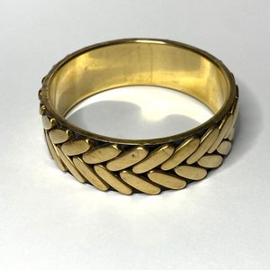 Bracelets tressés en laiton doré des années 1970 Bracelet ethnique belle grosse déclaration Bracelet en laiton épais - Product Image 6