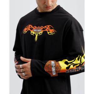 Camiseta H-D Spirit Sólida Unisex de Corte Holgado, Manga Larga, 100% Algodón Peinado, 220 GSM, Estampado Serigrafiado, Jersey Negro Comprimido - Product Image 5