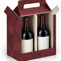 Coffret cadeau pour deux bouteilles de vin avec poignée en papier et séparateur amovible pour cadeaux d’entreprise