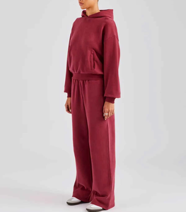 Ensemble de survêtement long en molleton pour femme, streetwear d'hiver, confortable, en molleton, chaud, décontracté, deux pièces, sweat-shirt à col rond, pantalon - Product Image 4