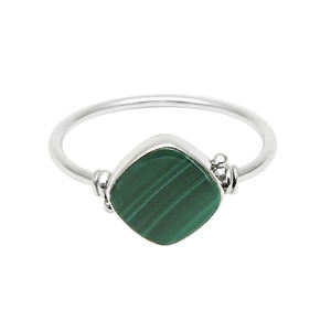 High Quality Wholesale Price 925 Sterling Silver Natural Malachite Gemstone <b>Cushion</b> Shape <b>Ring</b> for Daily Wear Handmade Jewelry - Product Image 1