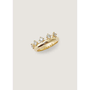 Provence Diamond <b>Crown</b> Ring Stylish Stainless Steel <b>Silver</b> with Gold Rhodium Plating Trendy Geometric Cut Diamond for Engagement - Product Image 4