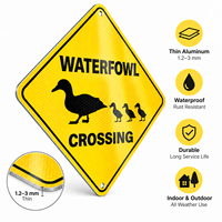 Panneau d'avertissement de passage pour oiseaux aquatiques en aluminium réfléchissant jaune haute visibilité, signalisation routière personnalisée pour allées extérieures