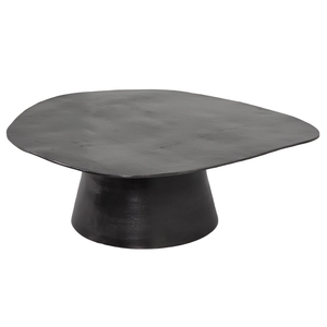 Mesa de centro de aluminio de diseño, mesa auxiliar de metal decorativa para sala de estar, forma superior ovalada - Product Image 2