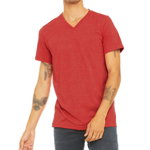 Camiseta informal personalizada con cuello en V para hombre, camisetas de algodón 100% transpirables de algodón pesado de alta calidad para hombre - Product Image 4