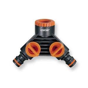 Claber GARDENLIFE 8599 <b>Quick</b>-Fit 2-Way Irrigation Tap <b>Connector</b> Garden Water Connectors - Product Image 1