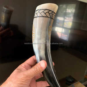 Authentic <b>Viking</b> Drinking Horn Food-Safe Agate <b>Cup</b> with Polished Iron Stand Best Quality Norse Decoration No Leaks - Product Image 1