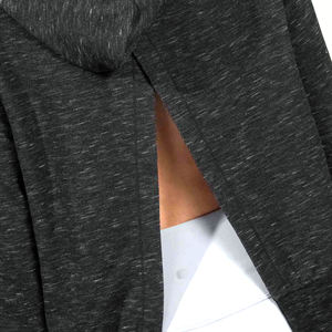 Sudadera larga con capucha para mujer, de algodón y color negro, con Logo personalizado, venta al por mayor - Product Image 3