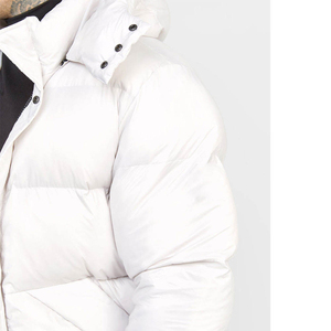Customized Men's Canvas <b>Stand</b> Collar Hooded Puffer Jacket with Drawstring Winter Thickening Plus Size Anti-UV Front Logo - Product Image 5