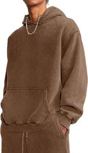 Novedad 2025, sudaderas con capucha desgastadas informales de lavado Vintage para hombre, Sudadera con capucha lavada con ácido de algodón 100% para hombre - Product Image 3