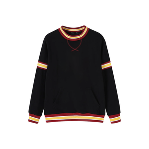 Pull en molleton haut de gamme Elite pour femme, col rond, rayures rouges et jaunes signature |   Coupe-vent écologique pour l'hiver |   Style Confortable - Product Image 2