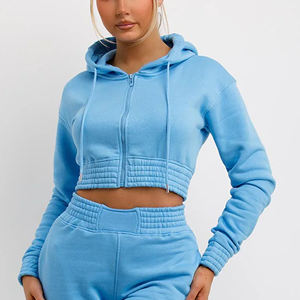 Sudadera con Capucha Larga de Felpa de Alta Calidad, Estilo Urbano, Cuello Alto, Tejida, Personalizable, de Algodón, para Mujer - Product Image 3