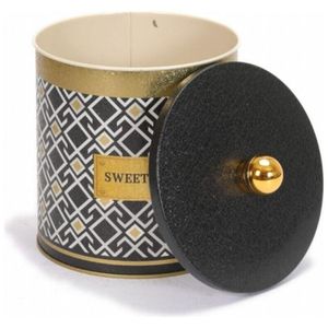 ลูกบิด2.1L กระป๋องโลหะลายเส้นเรขาคณิต140X150มม. ดีไซน์ลวดลายไร้รอยต่อพื้นหลังสีดำสำหรับเก็บอาหาร - Product Image 4